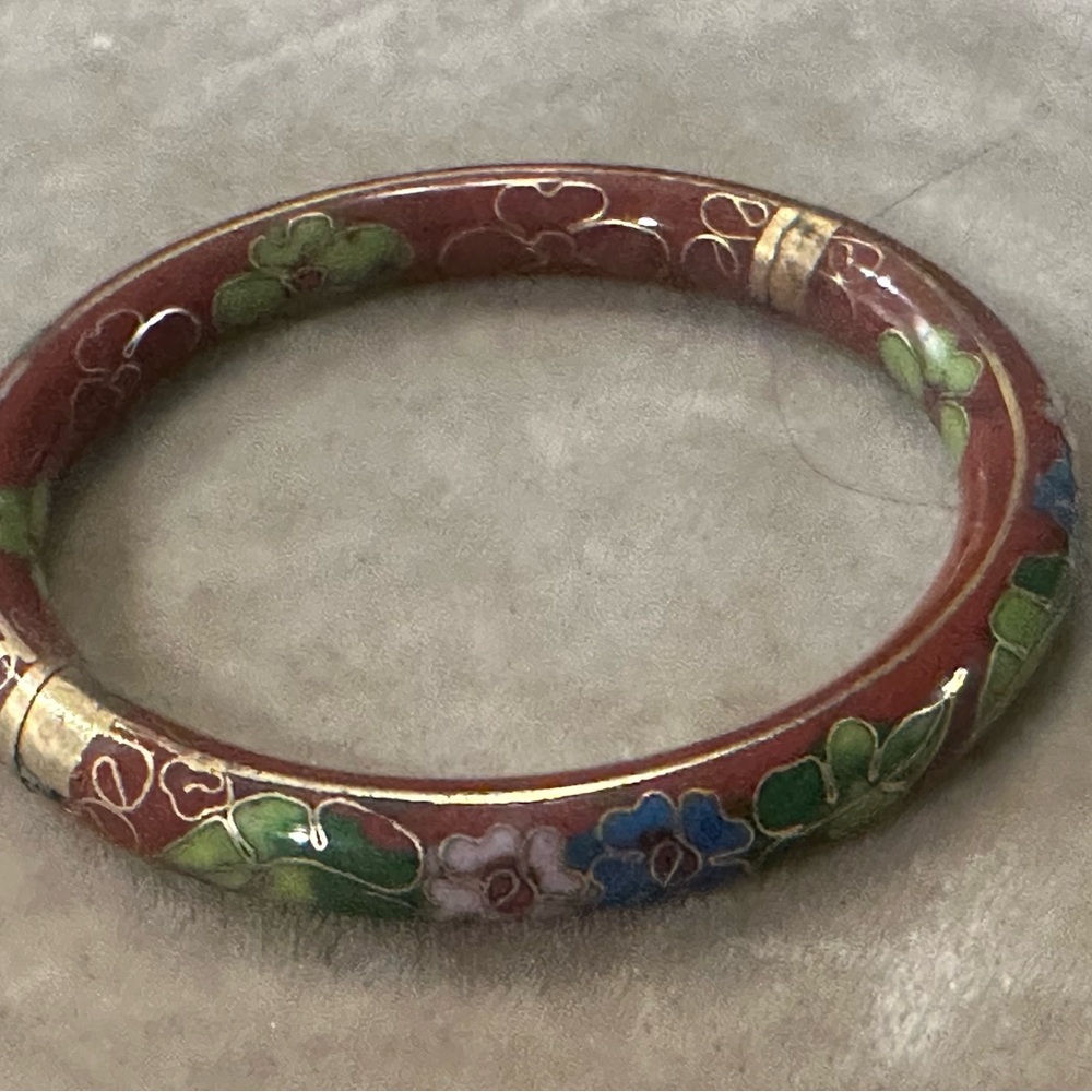 Floral Enamel Bangle Bracelet